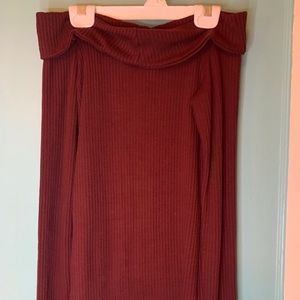 Burgundy off the shoulder sweater